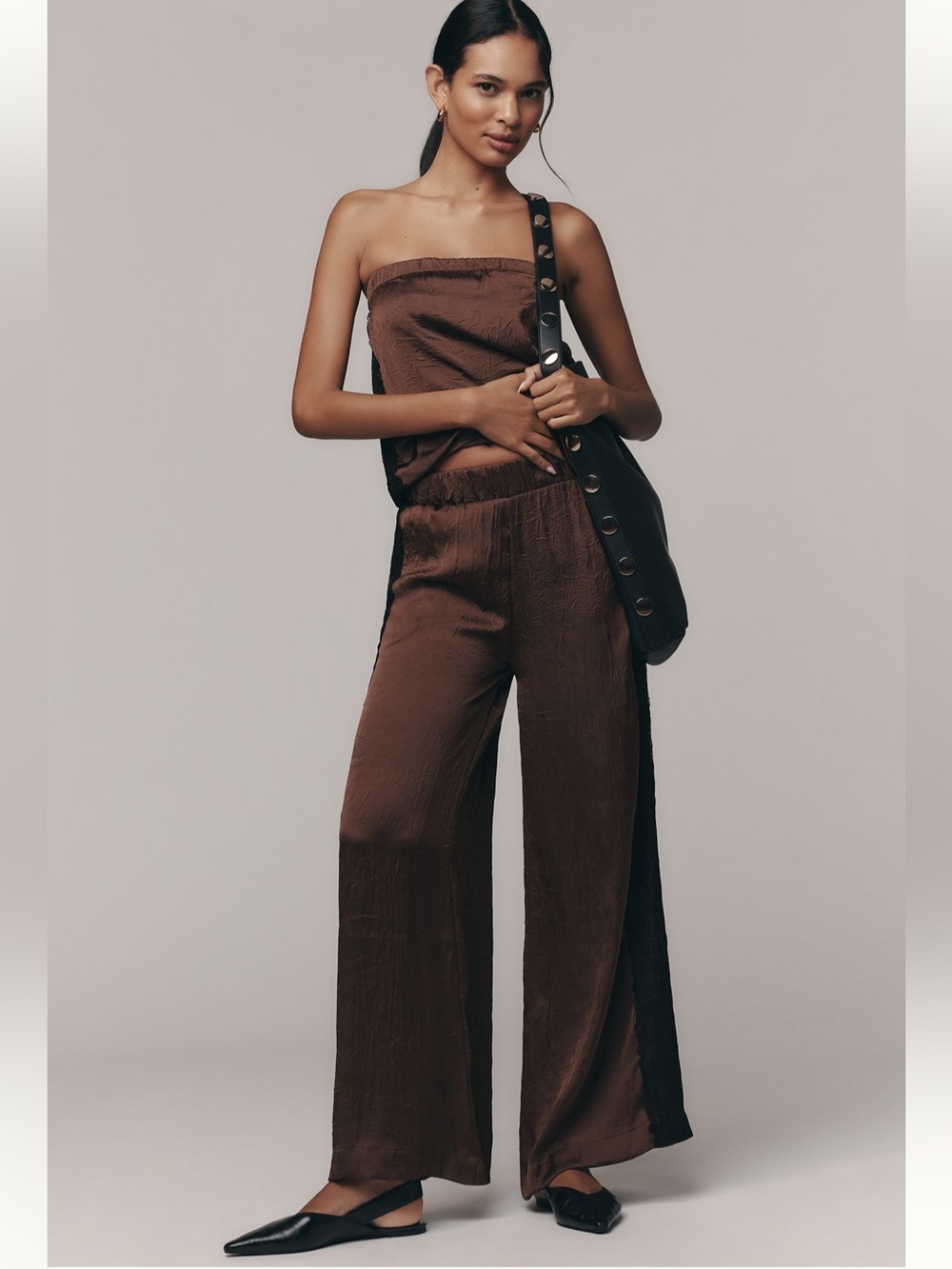 Anthropologie Wide-Leg Satin Lace Pants - Size L - BNWT